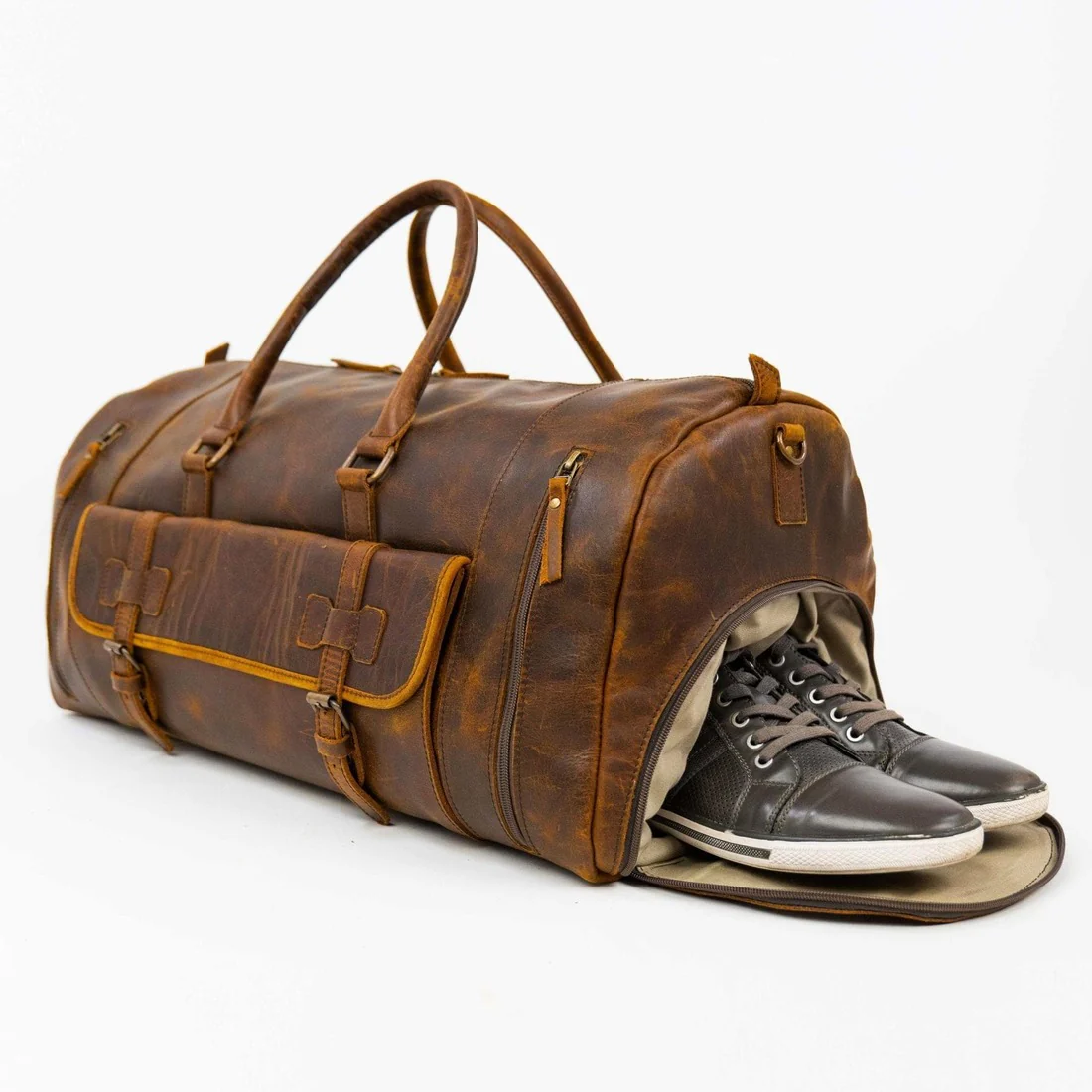 Vintage Leather Duffle Bag