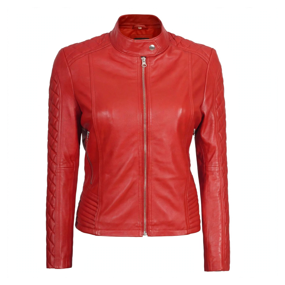 Red Women’s Genuine Leather Jacket