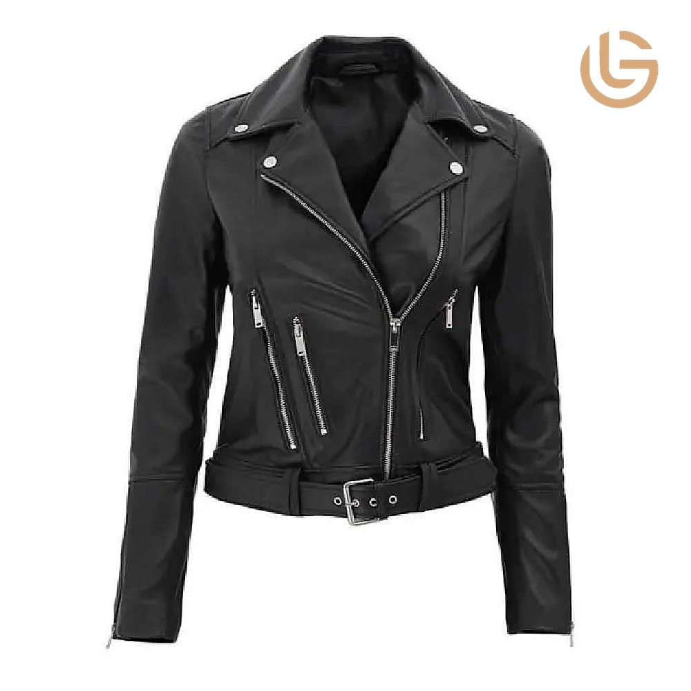Women's Classic Biker Motorcycle Jacket