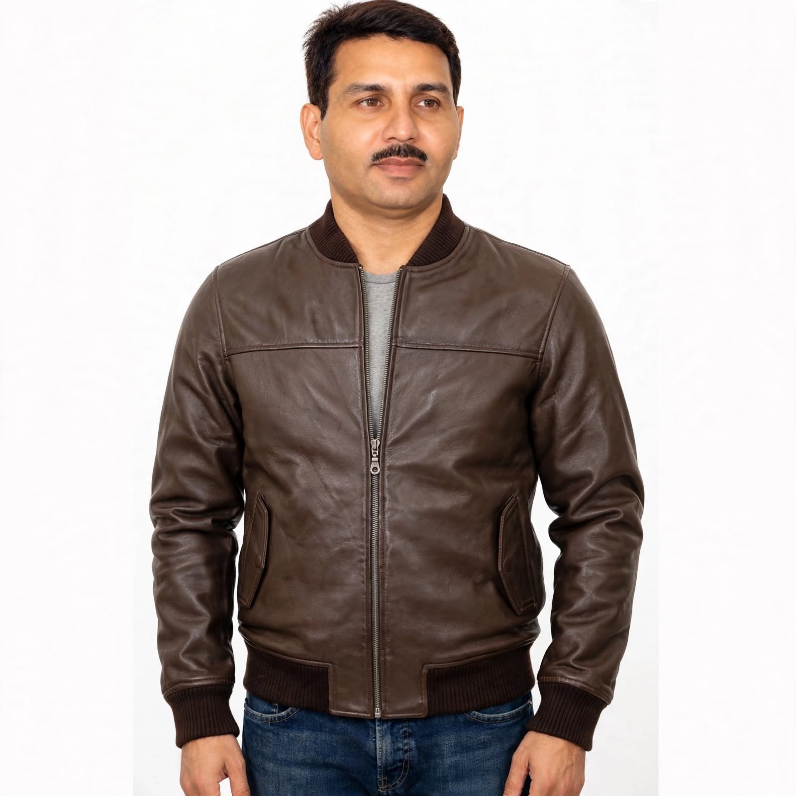 Brown Bomber Leather Jacket