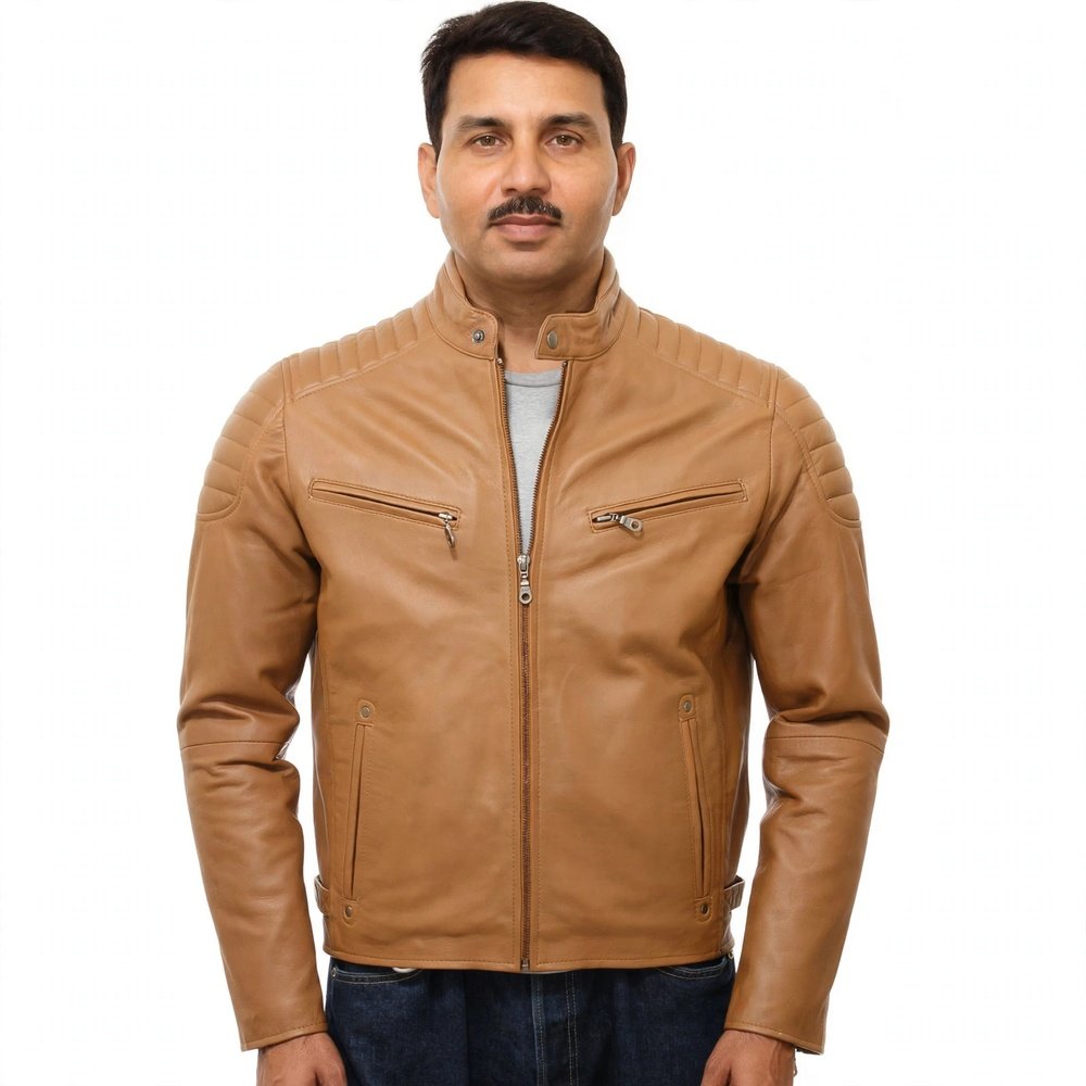 Men’s tan leather jacket