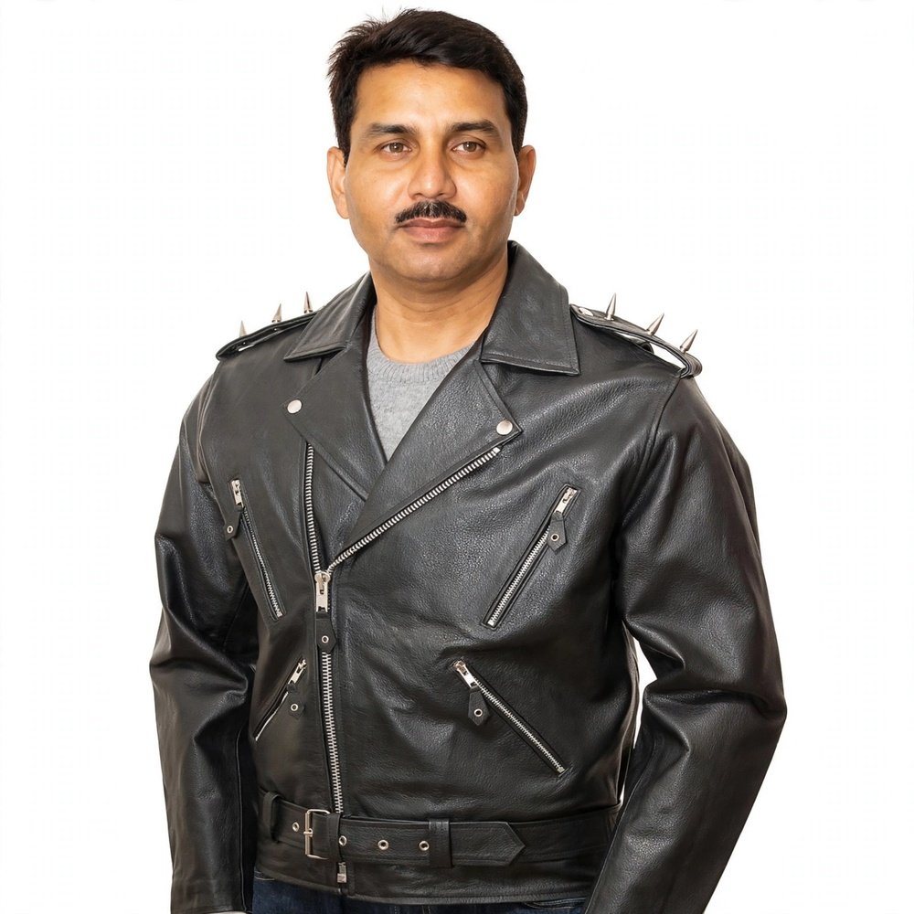 Black Punk Rock Motorcycle Leather Jacket