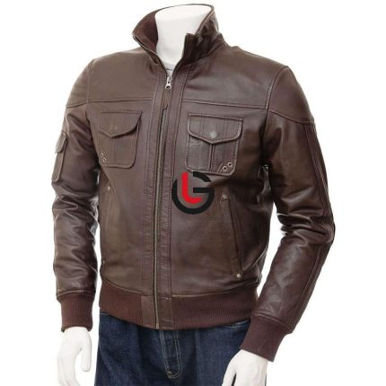 Bomber Brown Leather Jacket