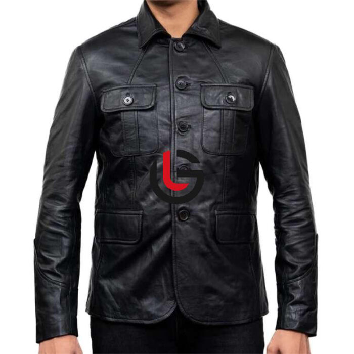 Winter Black Leather Coat