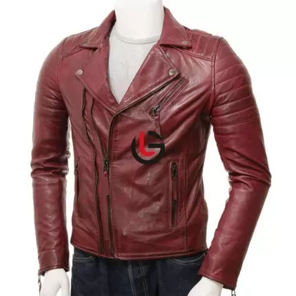 Maroon Motorbike Leather Jacket
