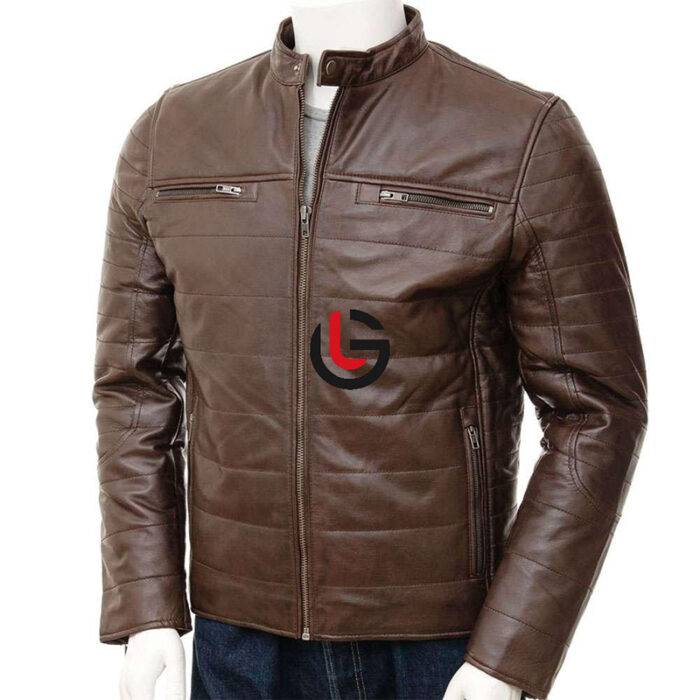 Horizontal Stitching Leather Jacket