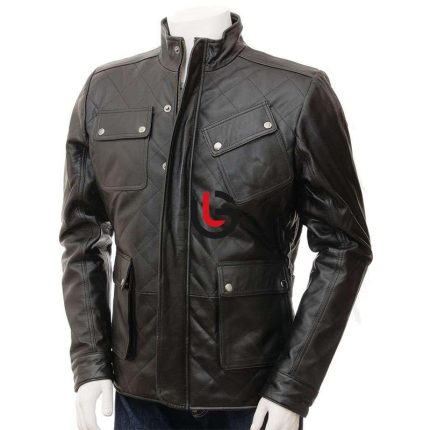 Quilted Men Leather Jacket