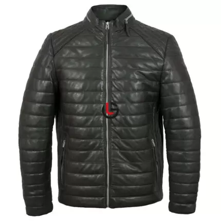 Puffer Men Leather Jacket