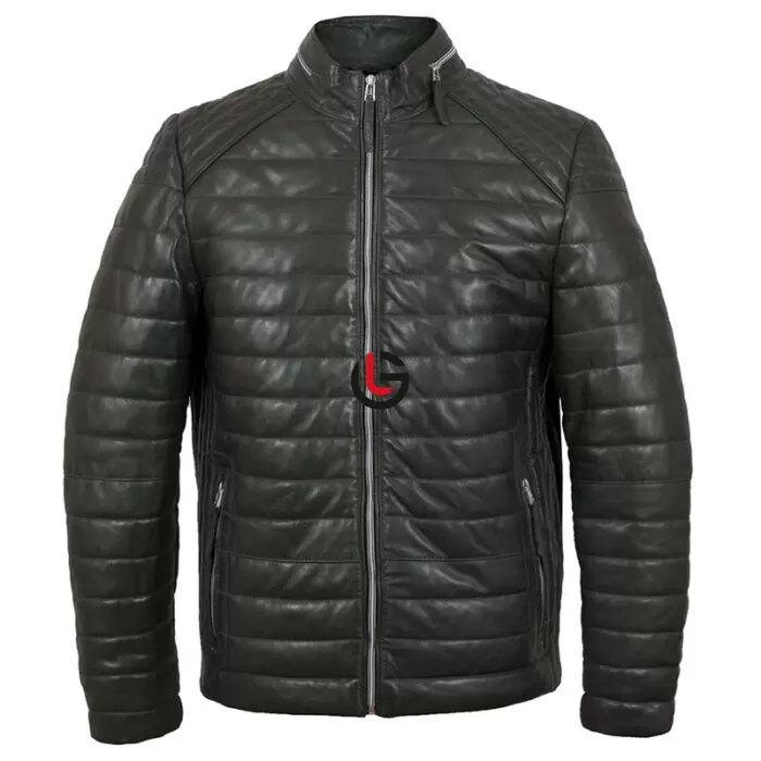 Puffer Men Leather Jacket