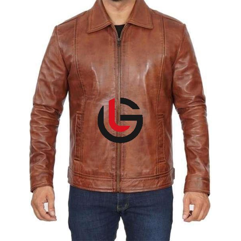 Top men leather jacket