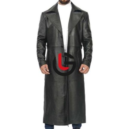 Full Long Men Leather Coat
