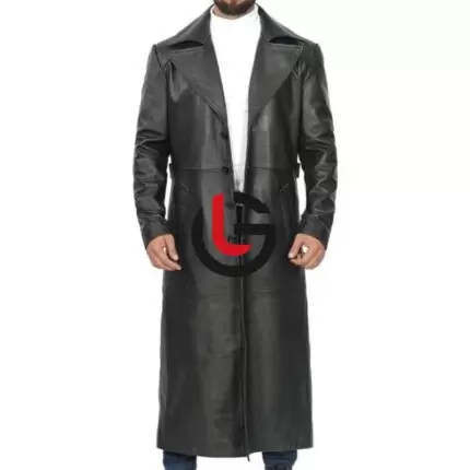 Full Long Men Leather Coat