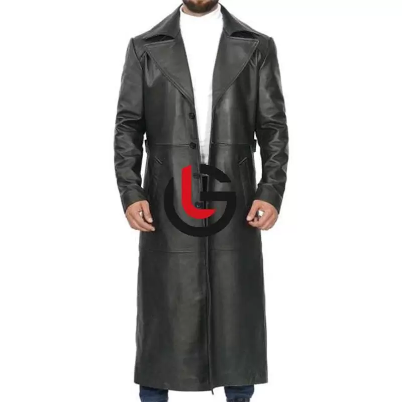 Full Long Men Leather Coat