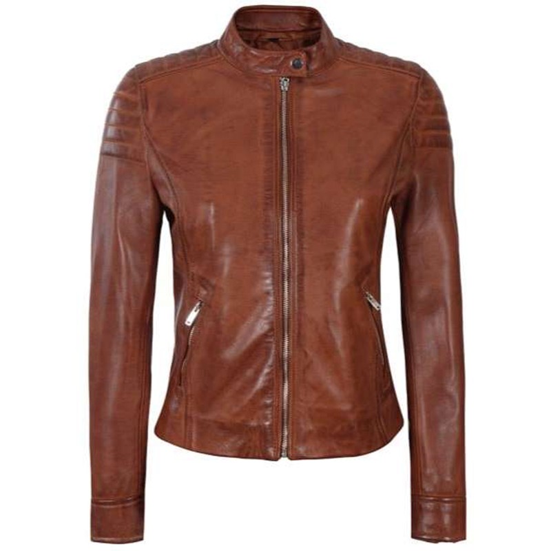 Distressed Women Leather Jacket