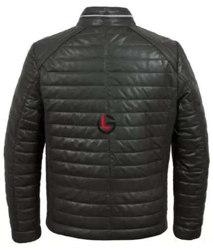 Puffer Men Leather Jacket