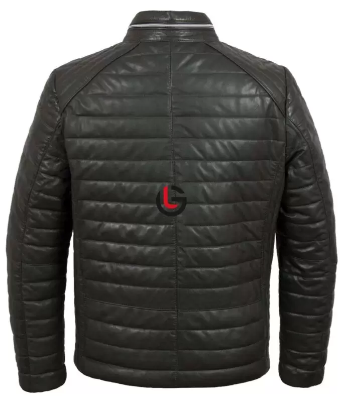 Puffer Men Leather Jacket