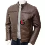 Horizontal Stitching Leather Jacket