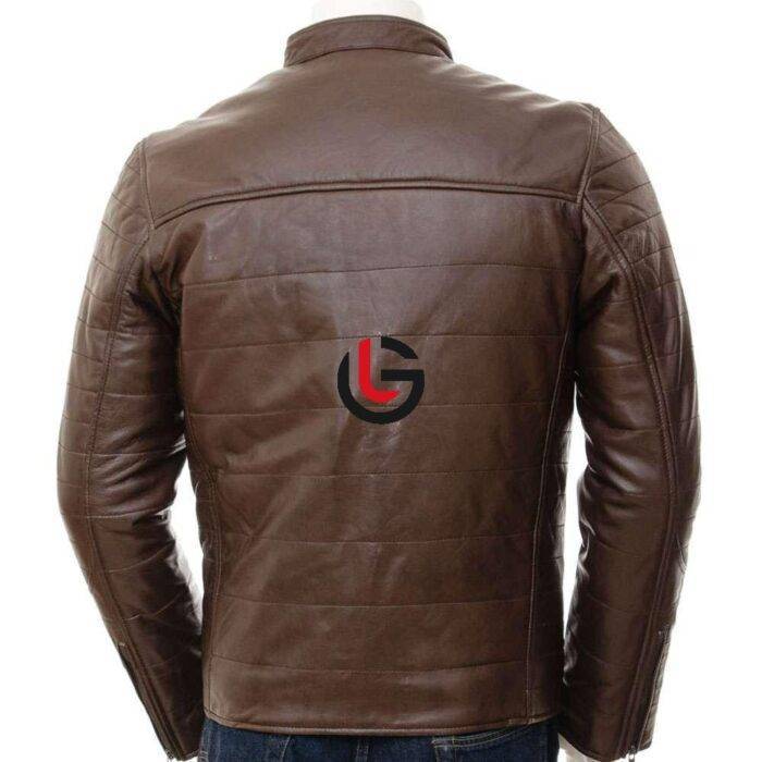 Horizontal Stitching Leather Jacket