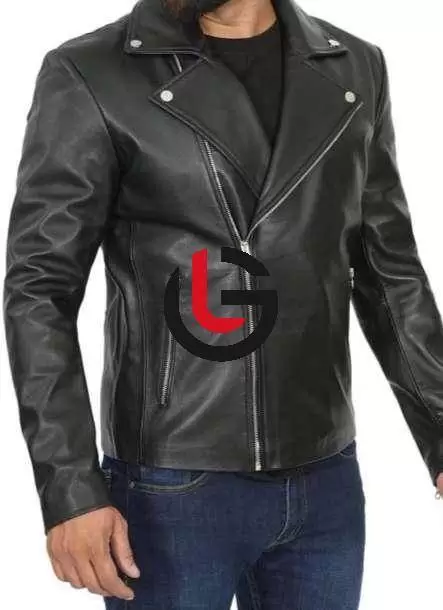 Distressed Motorbike Leather Jacket