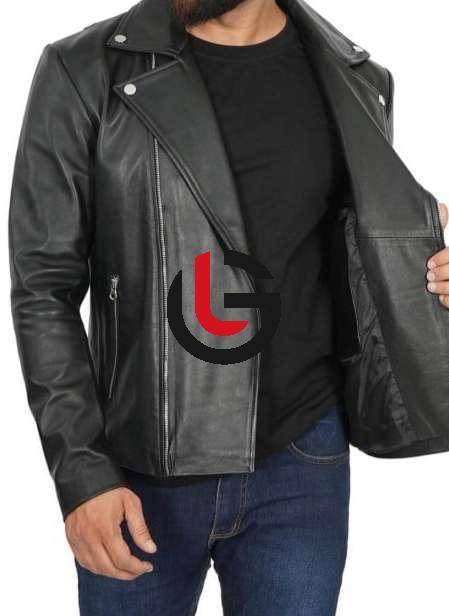 Distressed Motorbike Leather Jacket