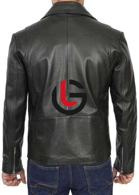 Distressed Motorbike Leather Jacket