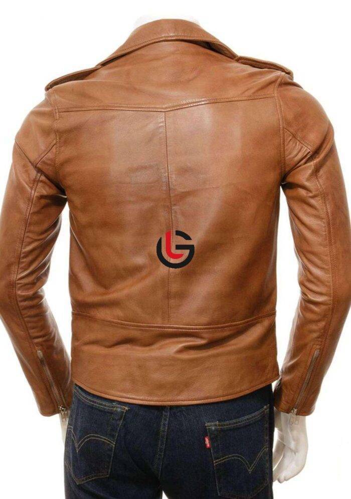 Camel Distress Leather Jacket