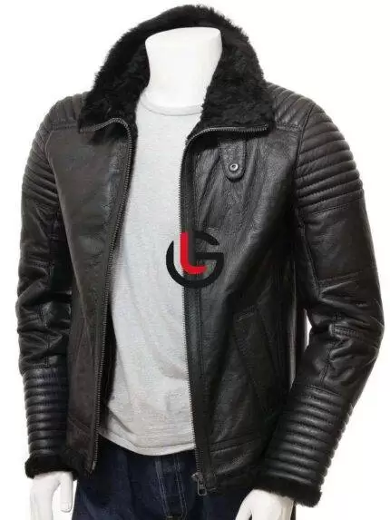 Black Shearling Leather Jacket