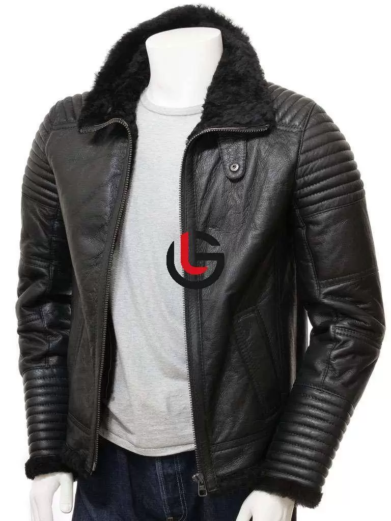 Black Shearling Leather Jacket