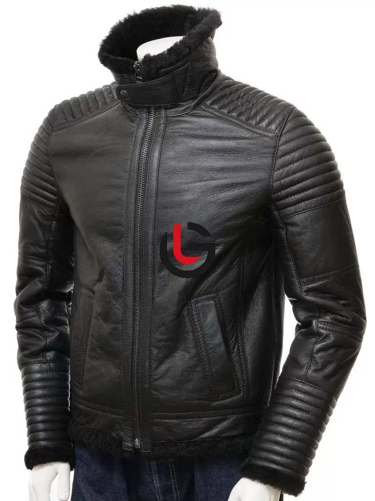 Black Shearling Leather Jacket