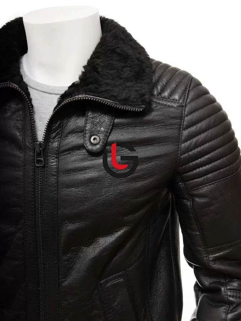 Black Shearling Leather Jacket