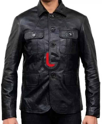 Winter Black Leather Coat