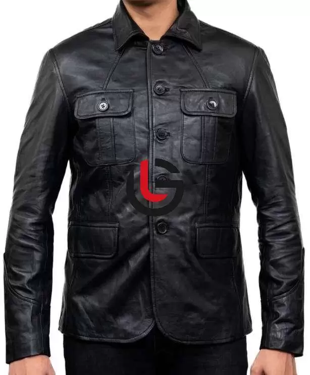 Winter Black Leather Coat