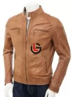 Distressed Tan Leather Jacket