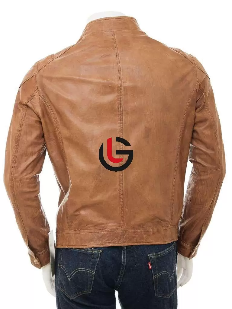 Distressed Tan Leather Jacket