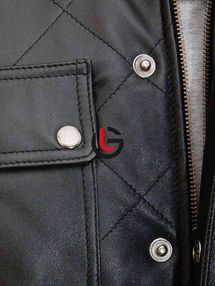 Quilted Men Leather Jacket
