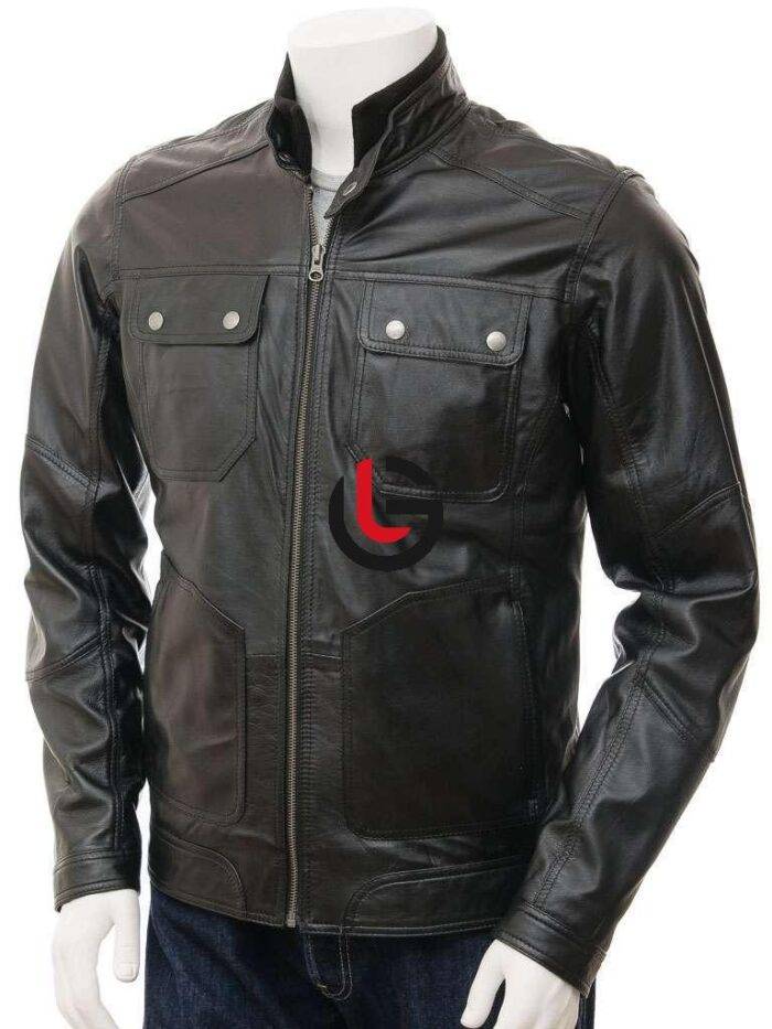 Cropped Biker Leather Jacket