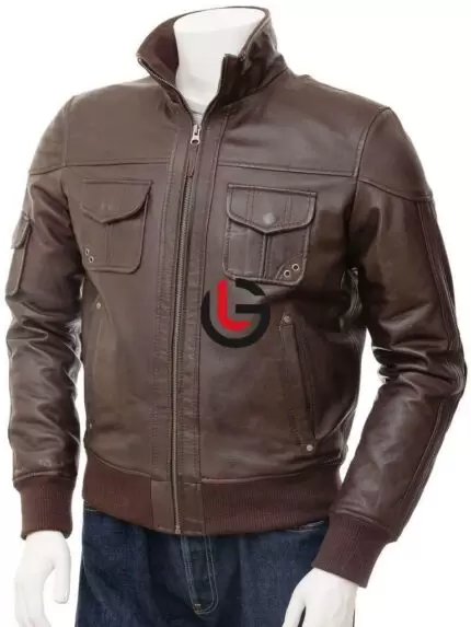 Bomber Brown Leather Jacket