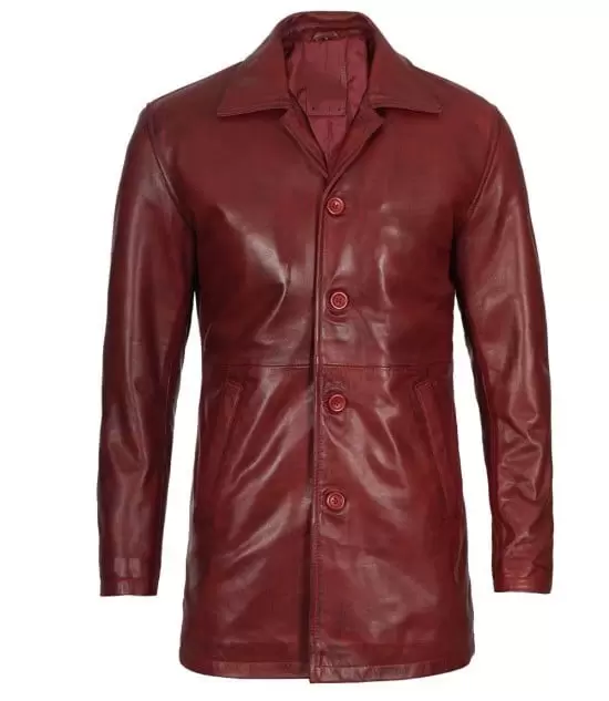 Adidas Maroon Leather Coat