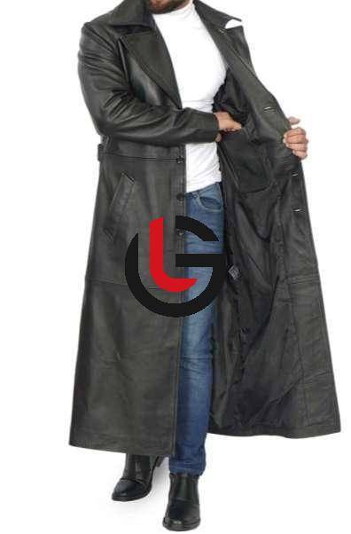 Full Long Men Leather Coat