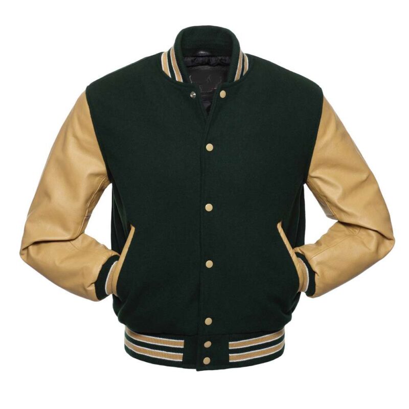 Black Beige Varsity Jacket