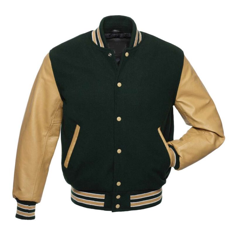 Black Beige Varsity Jacket