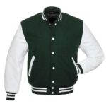 Dark Green White Varsity Jacket
