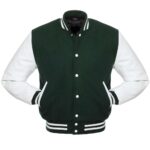 Dark Green White Varsity Jacket