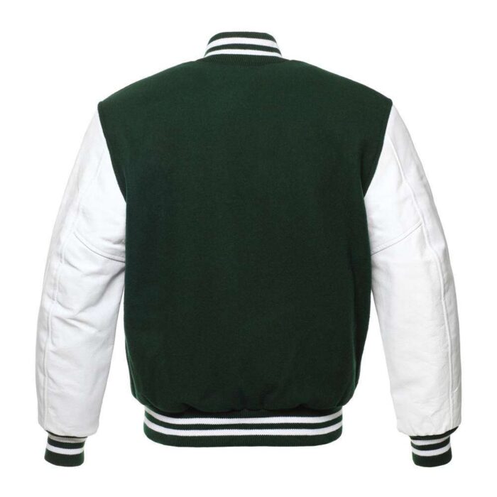 Dark Green White Varsity Jacket