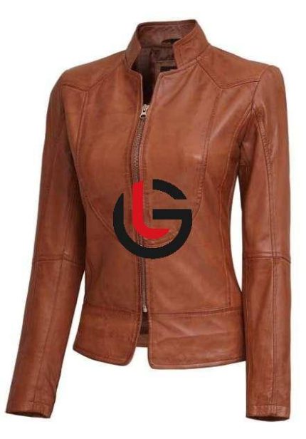 Stand Collar Leather Jacket