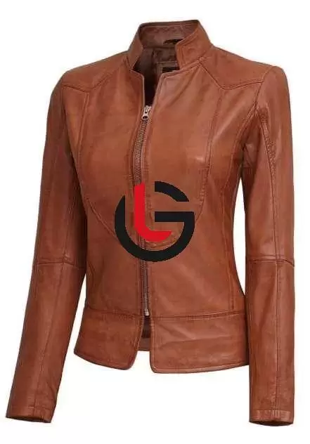 Stand Collar Leather Jacket