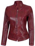 Maroon Women Leather Jacket