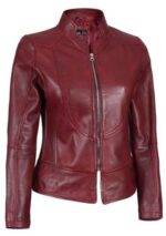 Maroon Women Leather Jacket