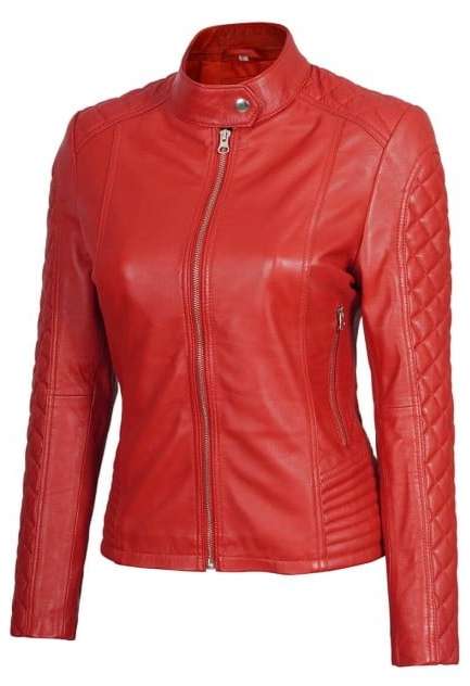Red Women Leather Jacket