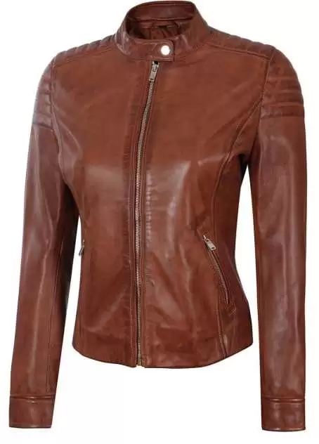 Distressed Women Leather Jacket
